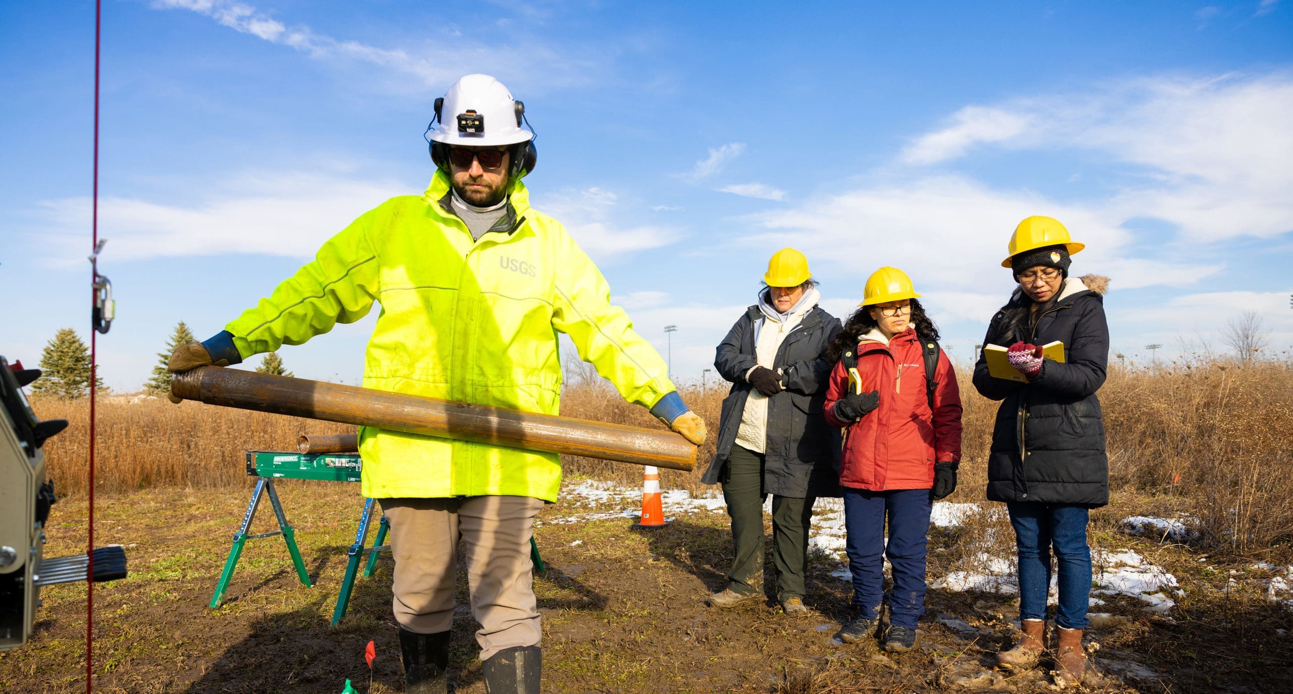 NIU students on site for the drilling with USGS