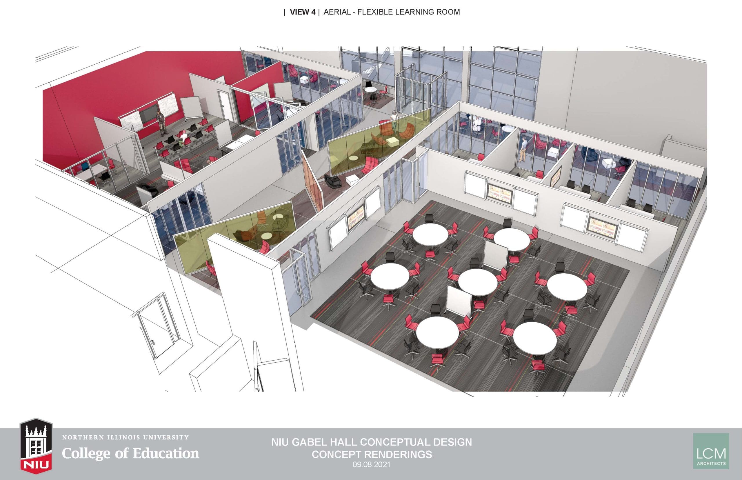 Architectural rendering of proposed changes to Gabel Hall at NIU.